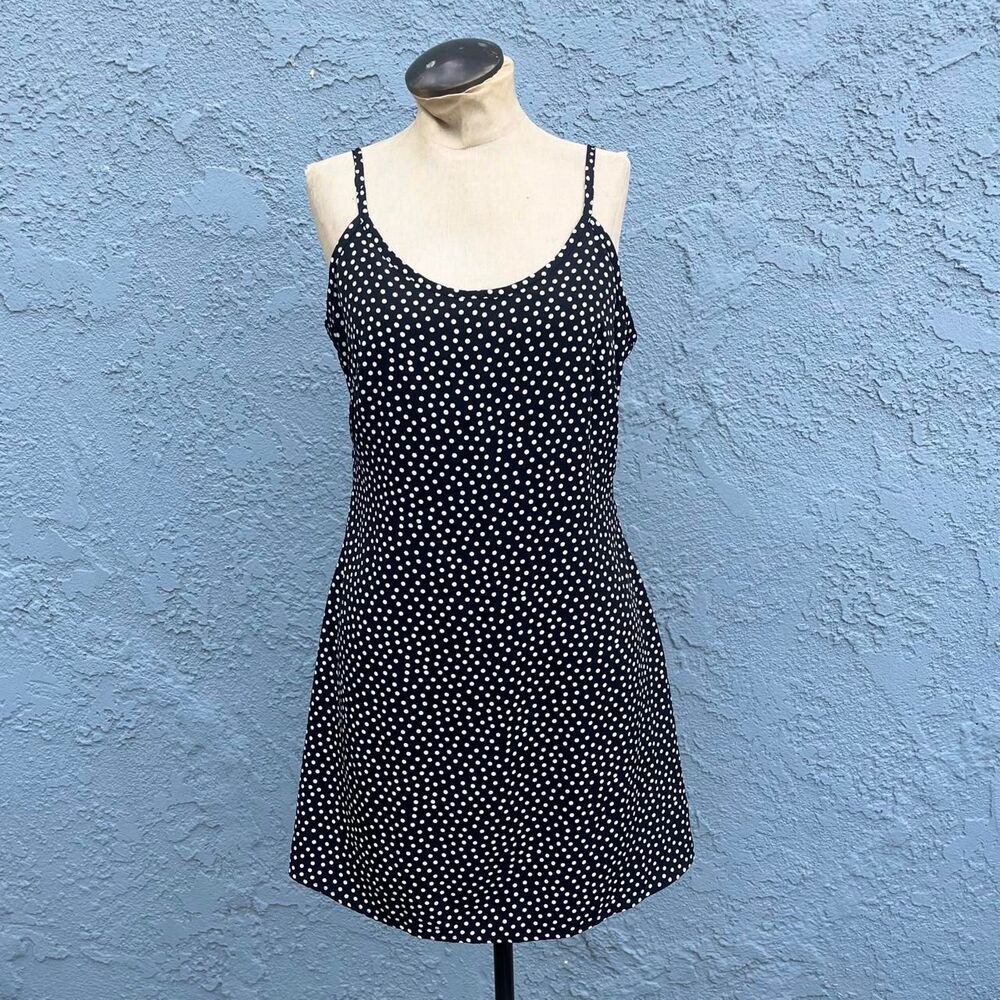 90s Polka Dot Slip Dres Medium minimalist preppy